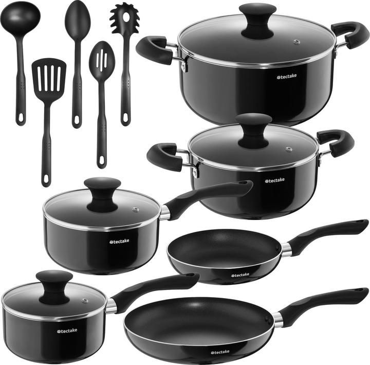 tectake Kochgeschirr-Set Varese (26 cm, Pfannenset + Topfset, Aluminium)
