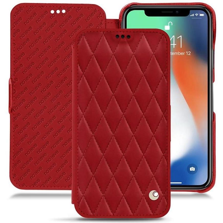 Noreve Lederschutzhülle horizontal (Apple iPhone XR), Smartphone Hülle, Rot