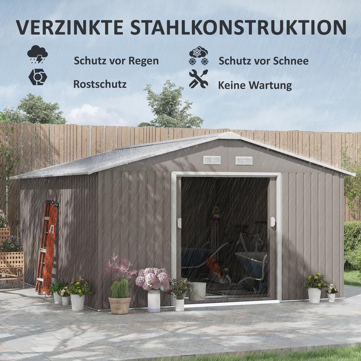 Image du produit Outsunny Gerätehaus Stahl Hellgrau