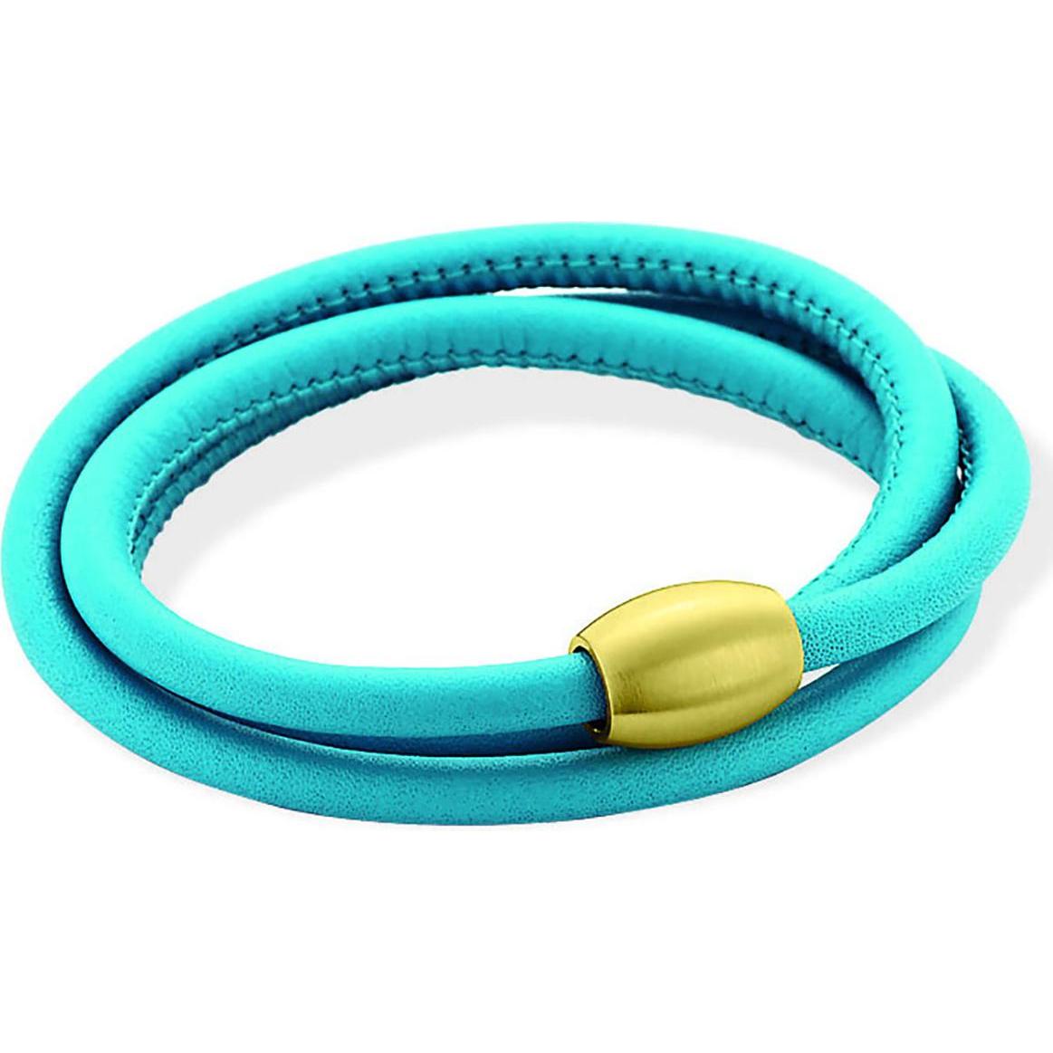 Xen, Armschmuck, Lederarmband Türkis mit Magnetverschluss gelb vergoldet Längen zur Wahl, (53 cm, Leder und Edelstahl)