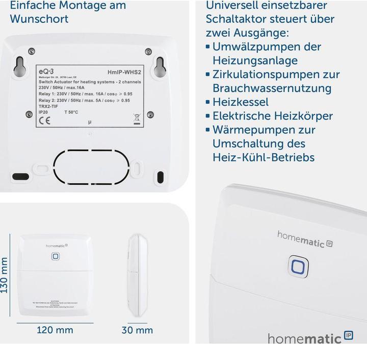 Actual product image Homematic IP 2-fold switching actuator for (Heating actuator)