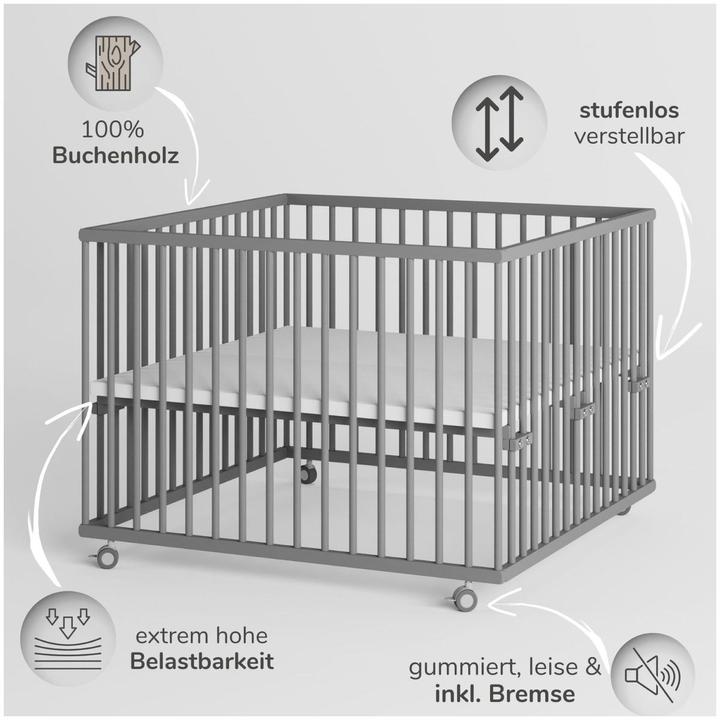Image du produit Sämann Parc Premium avec barreaux amovibles (100 cm, 100 cm, Hêtre)