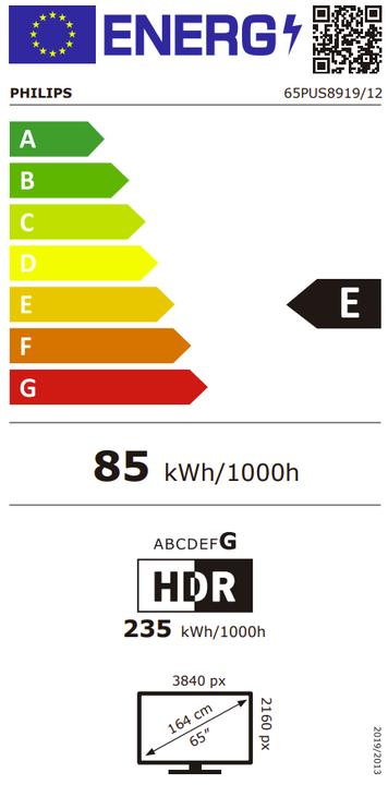 Energy Label Philips TV 65PUS8919/12 (65", LED, 4K)
