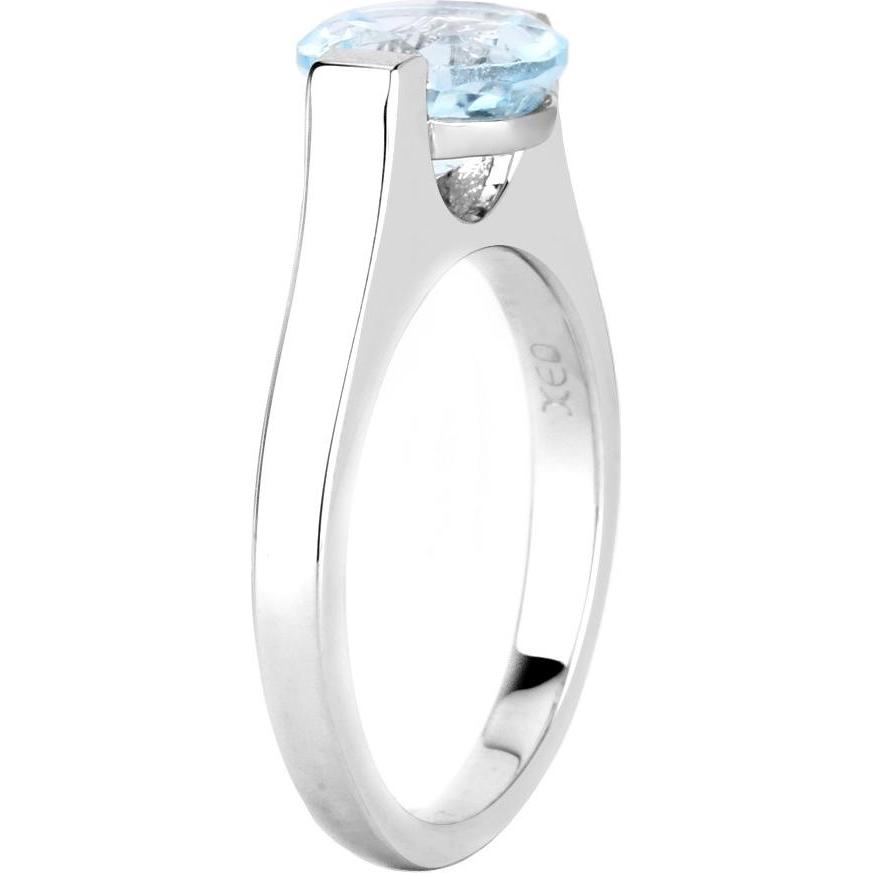 Thumbnail - Xen, Ring, Ring mit Blautopas Solitär 925 Sterlingsilber rhodiniert, (52, 925 Silber)