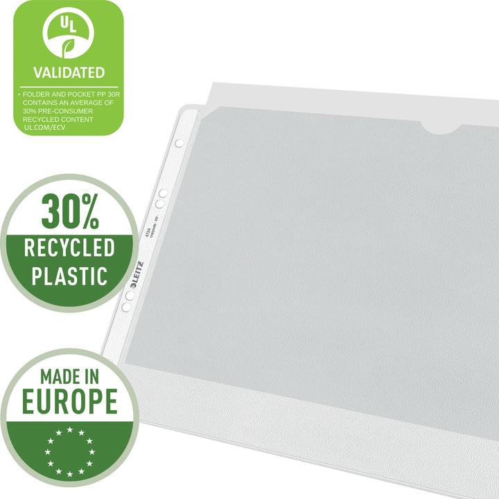 Image du produit Leitz Pochette, A4 paysage, PP, grainé, 0,12 mm ouverture en haut, indélébile, avec intérieur papier (A4, 1x)