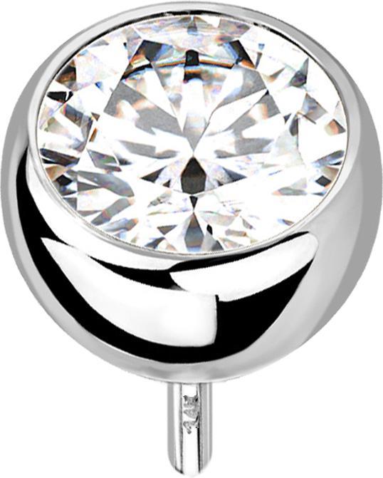 Immagine prodotto Star Piercing Emisfero Threadless in oro bianco 14k e argento con cristalli (senza ottone, Oro 14k)