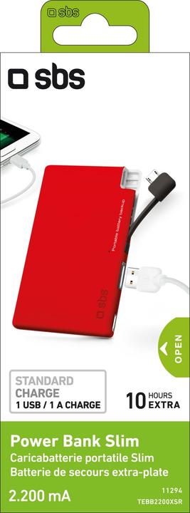 Actual product image SBS Power bank Extraslim 2.200 mAh (2200 mAh, 8.14 Wh)