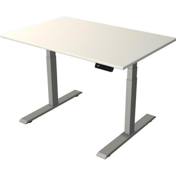 Kerkmann, Schreibtisch, Move 2 höhenverstellbarer Schreibtisch weiss rechteckig T-Fuss-Gestell silber 120,0 x 80,0 c