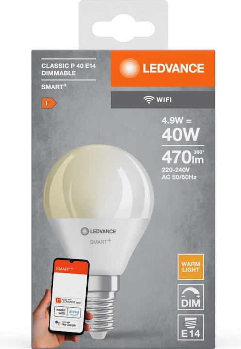 Image du produit Ledvance Smart+ Wifi Mini Bulb (E14, 4.90 W, 470 lm, 1 x, F)