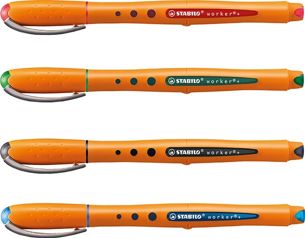 Image du produit STABILO worker+ Roller à encre (Vert, Rouge, Bleu, Noir, 4 x)