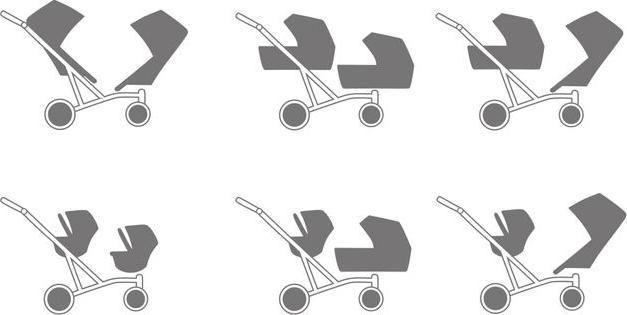 Produktbild Kunert Zwillingskinderwagen Booster 01 grau 2in1