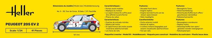 Nutritional values and ingredients Heller Peugeot 205 EV 2
