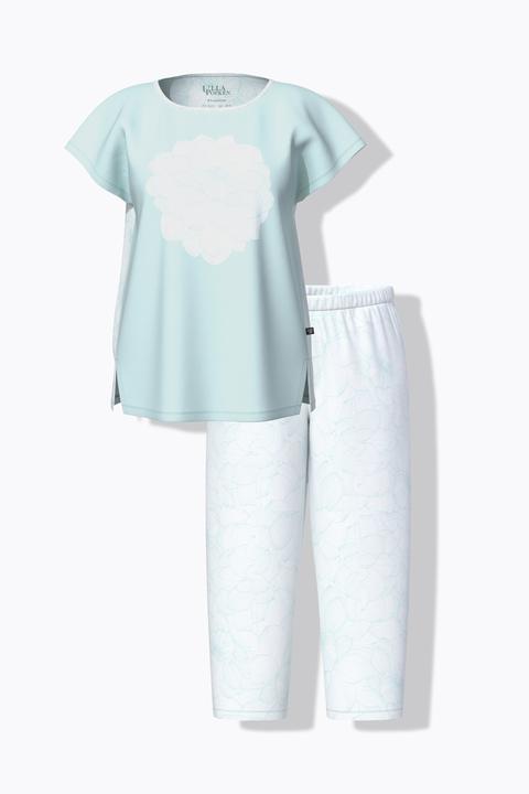 Produktbild Ulla Popken Pyjama, Blüten, oversized, Rundhals, 7/8-Hose (54)