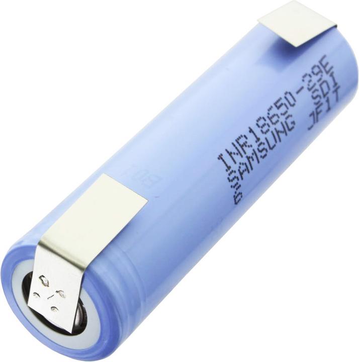 Actual product image Samsung Akku INR18650 29E + Lötfahne U (1 pcs., 18650, 2900 mAh)