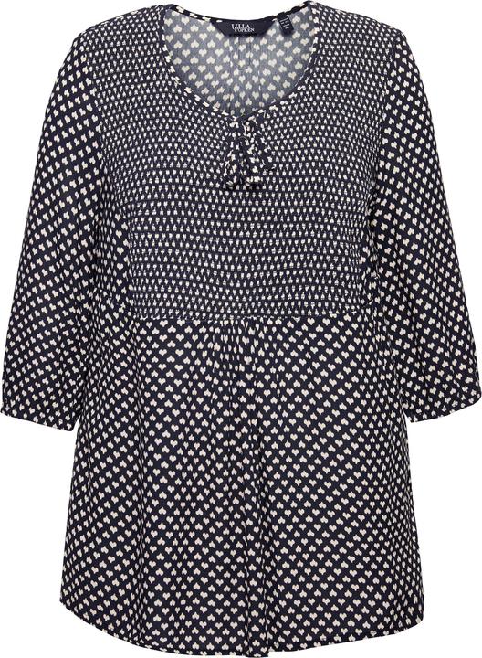 Actual product image Ulla Popken Minimalist Heart Print Elastic Smocked Blouse (58)