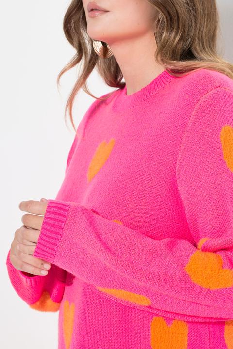 Produktbild Miamoda Pullover, bequeme Passform, Herzen, Stehkragen (46, 48)