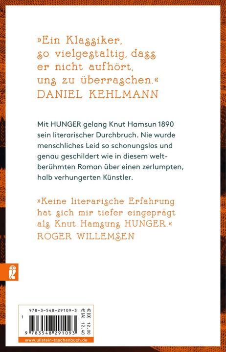Produktbild Hunger (Deutsch, Knut Hamsun, 2017)