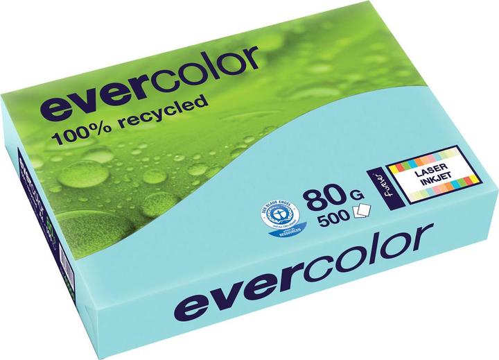 Immagine prodotto Clairefontaine Carta riciclata Evercolor azzurro DIN A4 80 g/mq 500 fogli (A4, 500 lamelle, 80 g/m²)