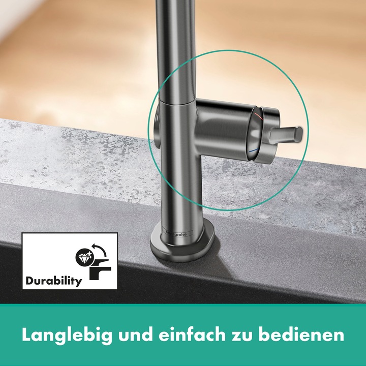 Immagine prodotto hansgrohe Miscelatore per lavello 270 Talis M54 bocca estraibile 1 getto cromo nero spazzolato
