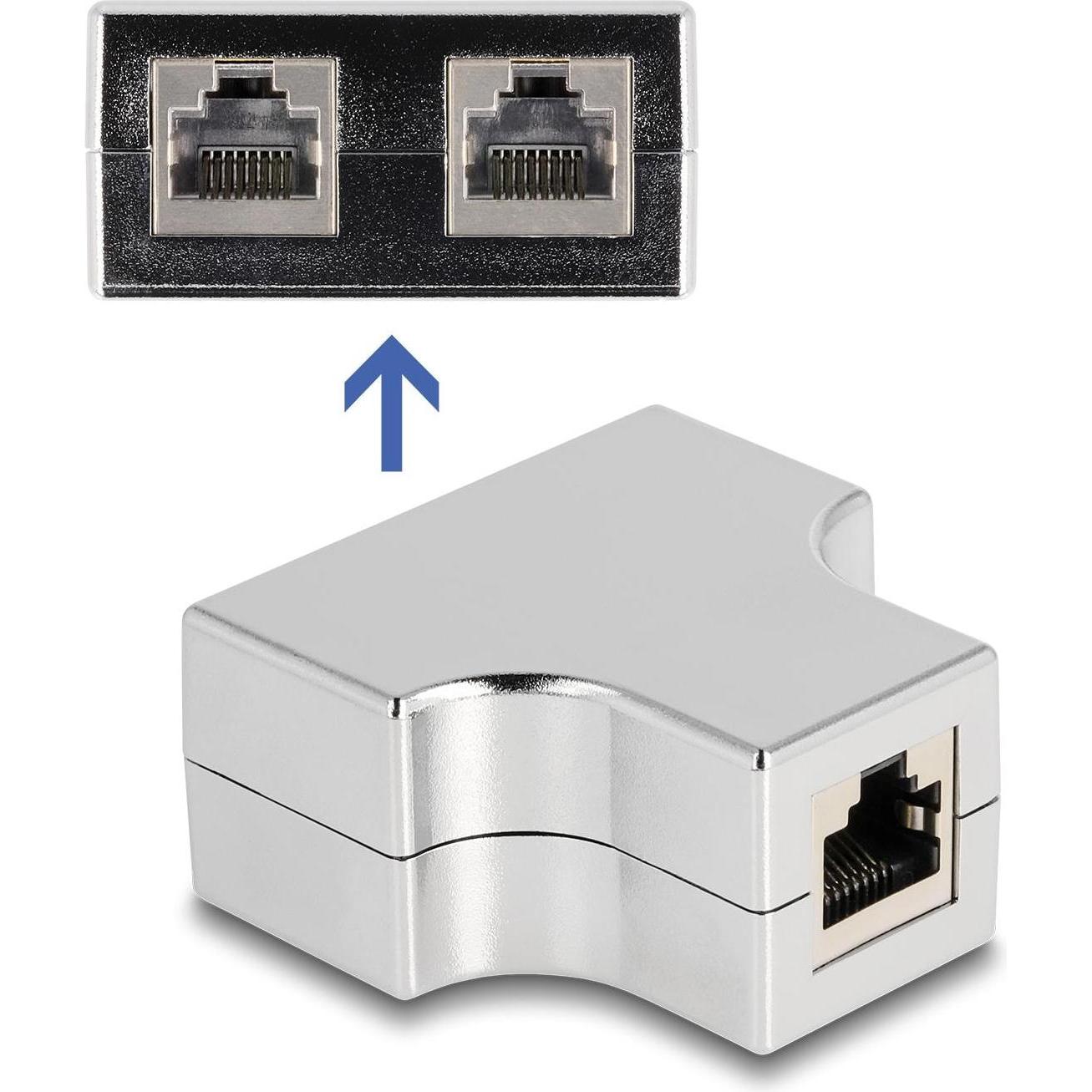 Delock Netzwerkkabel (RJ45, RJ45 (2x)), Netzwerkadapter, Grau