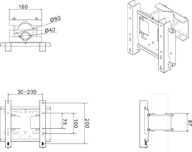 Produktbild Multibrackets Monitor Polemount, fèr 50mm Pro System Rohre (Dreh- / Neigungsmodule)