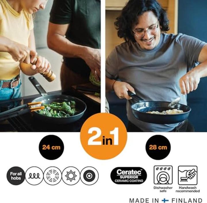 Productafbeelding Fiskars Hard Face nonstick frying pan set 24cm 28cm (Kookpotten en pannenset, Aluminium, 28 x 13 cm)