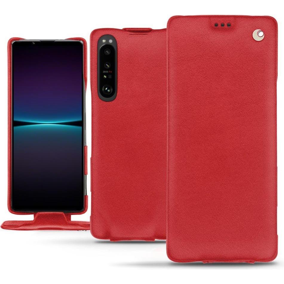 Noreve Lederschutzhülle vertikal (Sony Xperia 1 IV), Smartphone Hülle, Rot