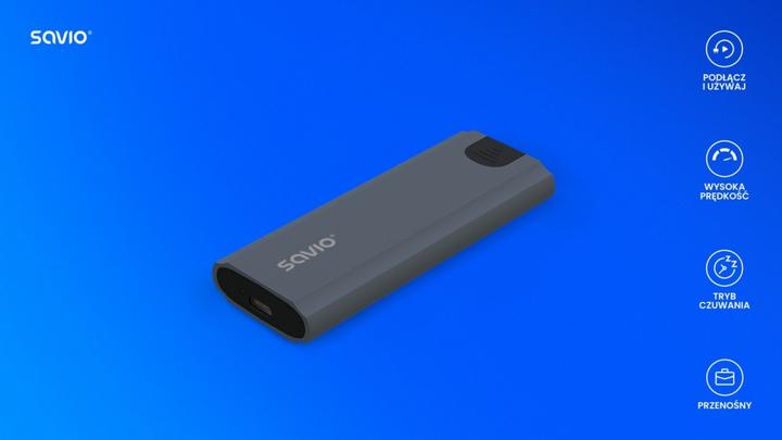 Actual product image Savio M.2 SSD NVMe external drive enclosure USB-C 3.1 AK-67 grey (M.2)