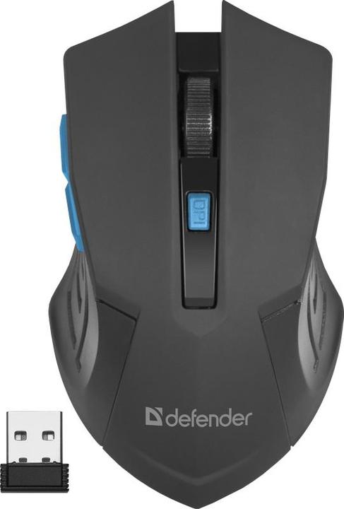 Actual product image Defender MOUSE ACCURA MM-275 RF BLACK AND BLUE OPTICAL 1600DPI 6P (Wireless)