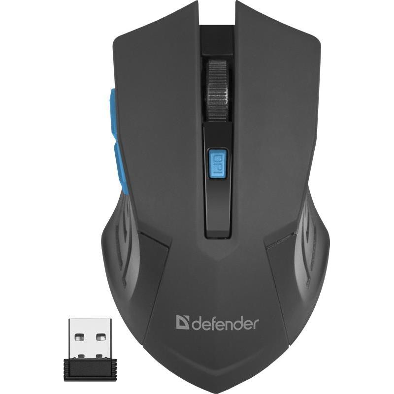 Thumbnail - Defender MAUS ACCURA MM-275 RF SCHWARZ UND BLAU OPTICAL 1600DPI 6P (Kabellos), Maus, Blau, Schwarz