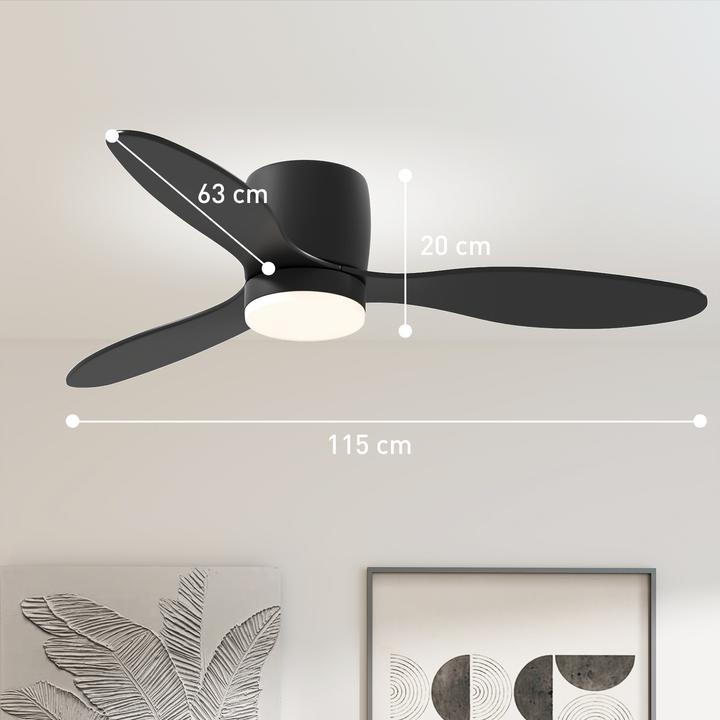 Produktbild Homcom Deckenventilator mit Beleuchtung Kunststoff Schwarz (50 dB)