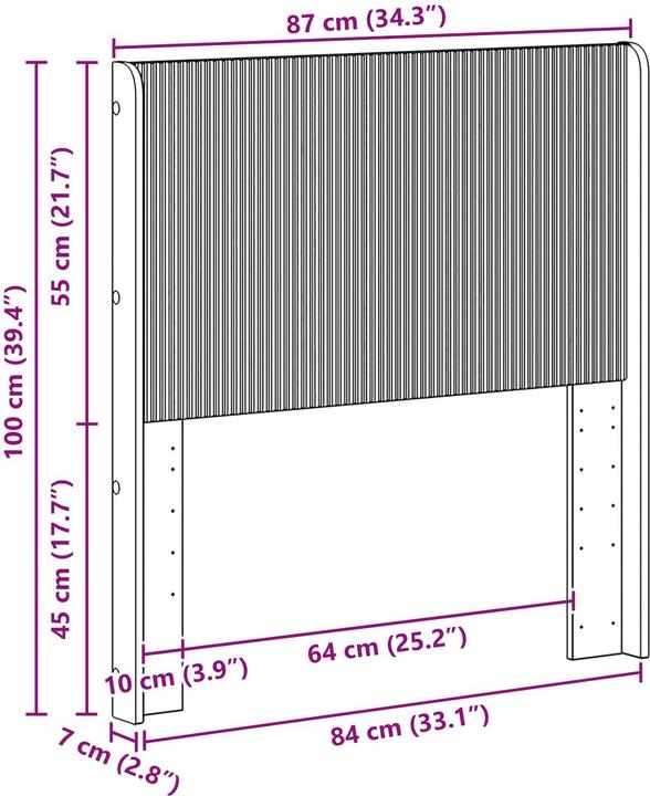 Actual product image vidaXL Modernes Kopfteil (87 x 7 x 100 cm)