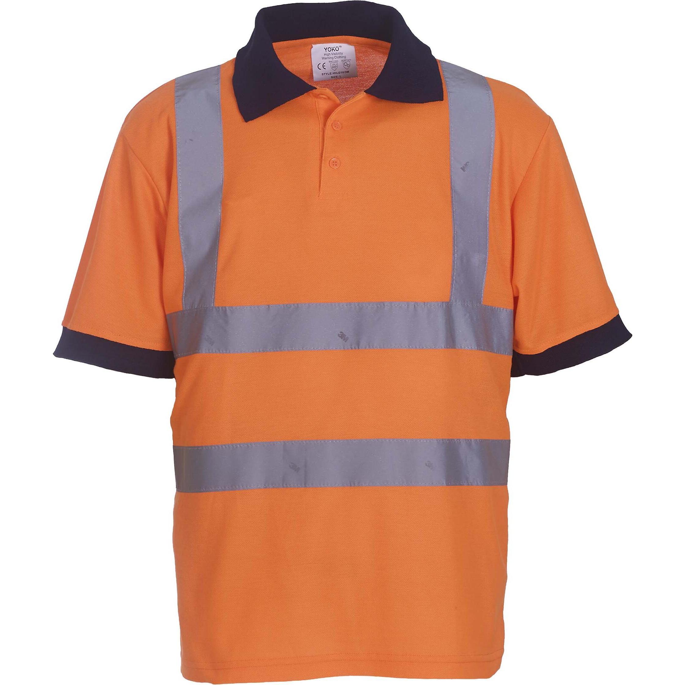 Thumbnail - Yoko, Herren, Shirt, kurzarm-poloshirt bande réflechissantes, Orange, (3XL)