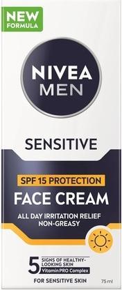 Actual product image NIVEA MEN Protective skin cream SPF 15 Men Sensitive (Face Cream) 75 ml (75 ml, Day cream, SPF 15)