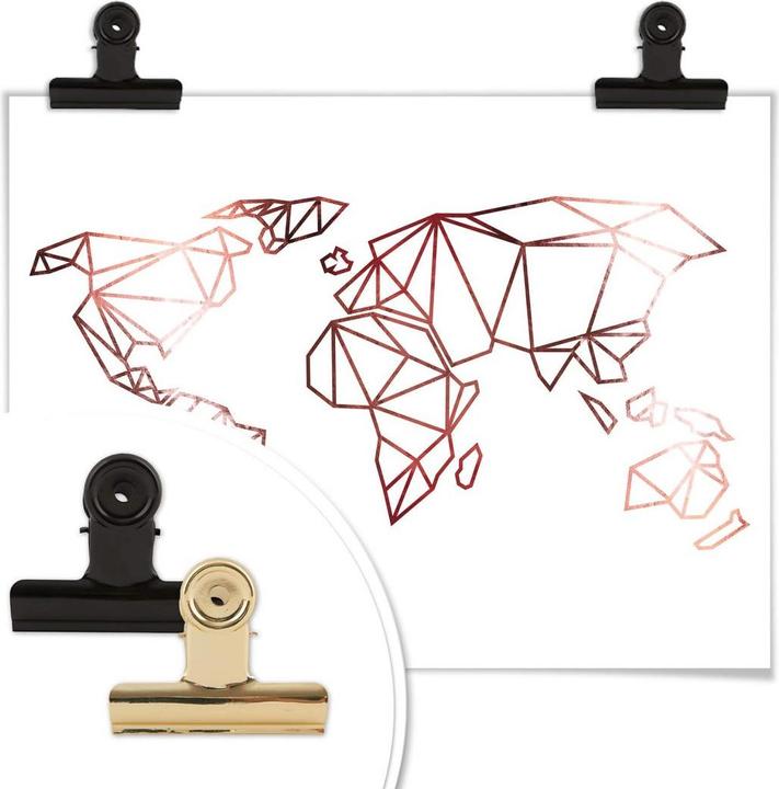 Produktbild Trenddeko Origami Weltkarte - Roségold-Optik (100 x 80 cm)