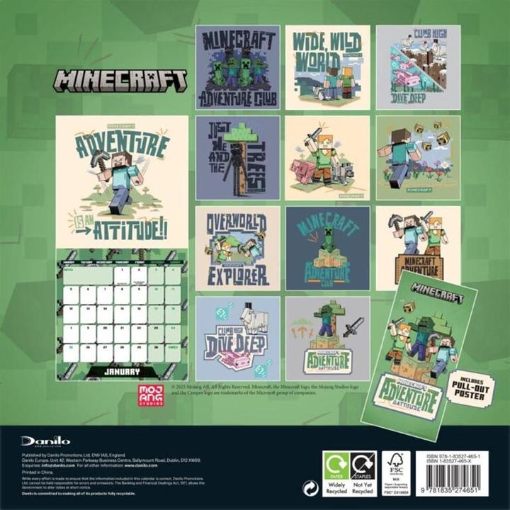 Actual product image Minecraft 2026 Square Wall Calendar
