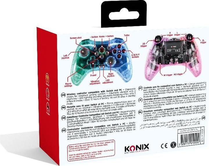 Produktbild Konix Wireless Gamepad - Crystal LED (Switch, PC, PS4)