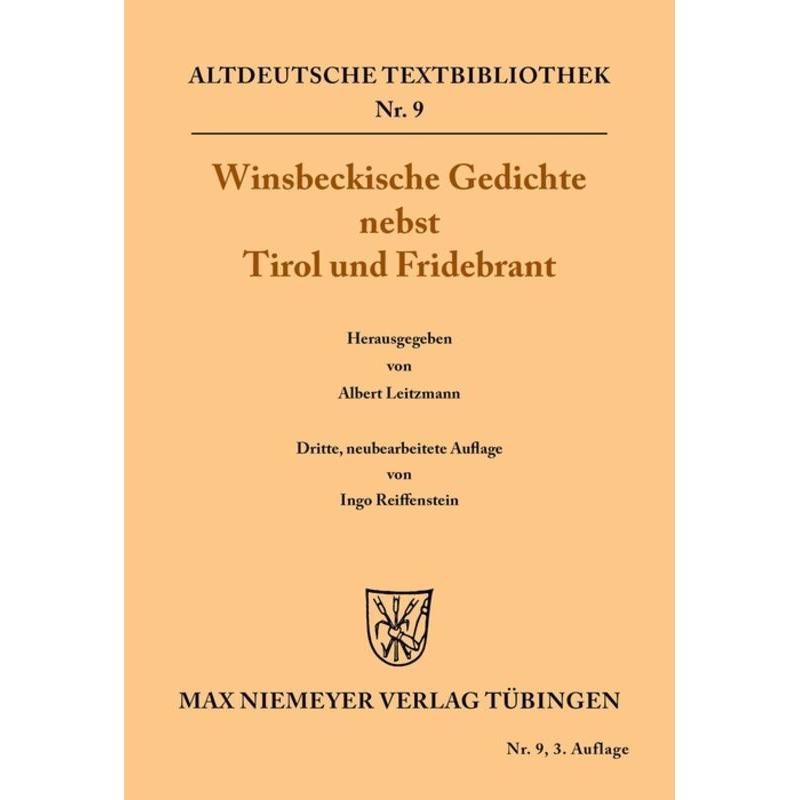 Winsbeckische Gedichte nebst Tirol und Fridebrant, Fachbücher von Ingo Reiffenstein, Albert Leitzmann