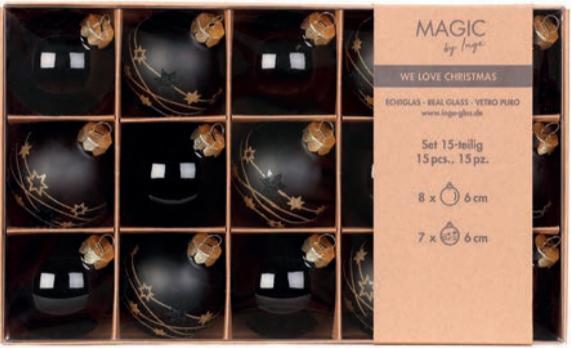 Image du produit Inge’s Glas Christmas Decor Boule de Noël Eboy Black Ø 6 cm, 15 pièces, noir (15-pièce)