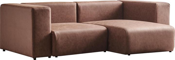 Actual product image En.Casa Sofa Suldal 2-seater with longchair imitation suede light brown (2 person sofa)