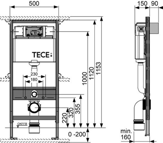 Image du produit Geberit Module WC profilé avec chasse d'eau unie, hauteur de construction 1120 mm
