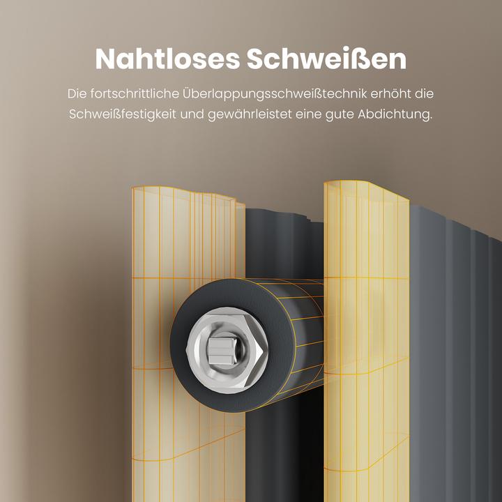 Produktbild Emke Heizkörper, Flachheizkörper mit Zentralanschluss, Anthrazit 180x53cm 1949W Doppellagig (1949 W)