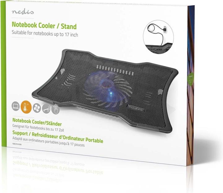 Actual product image Nedis NBCR101BK Notebook stand 1 Power supply via USB Number of angles: 2 17 " 1500 rpm LED
