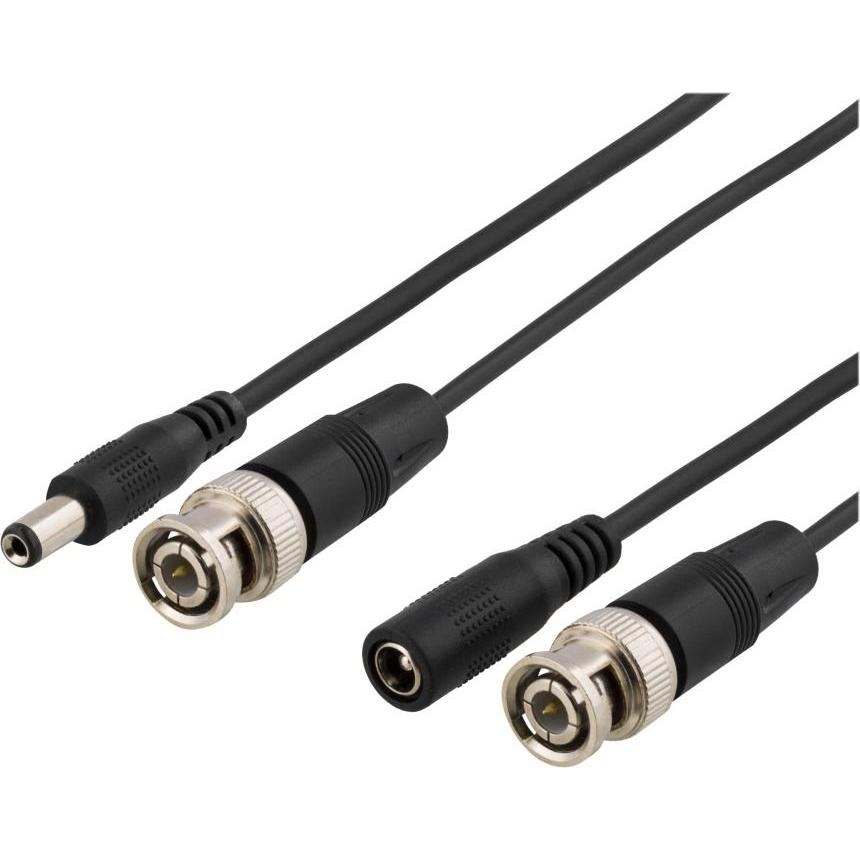 Deltaco coaxial cable with BNC and power m - m 2.1mm 50m black (50 m), Video Kabel