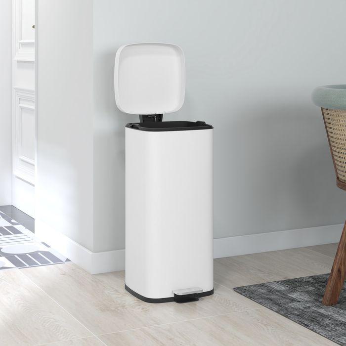 Produktbild Swisshandel24 Mülleimer 30L Treteimer mit Deckel Fusspedal Inneneimer, Wohnzimmer Büro Metall (30 l)
