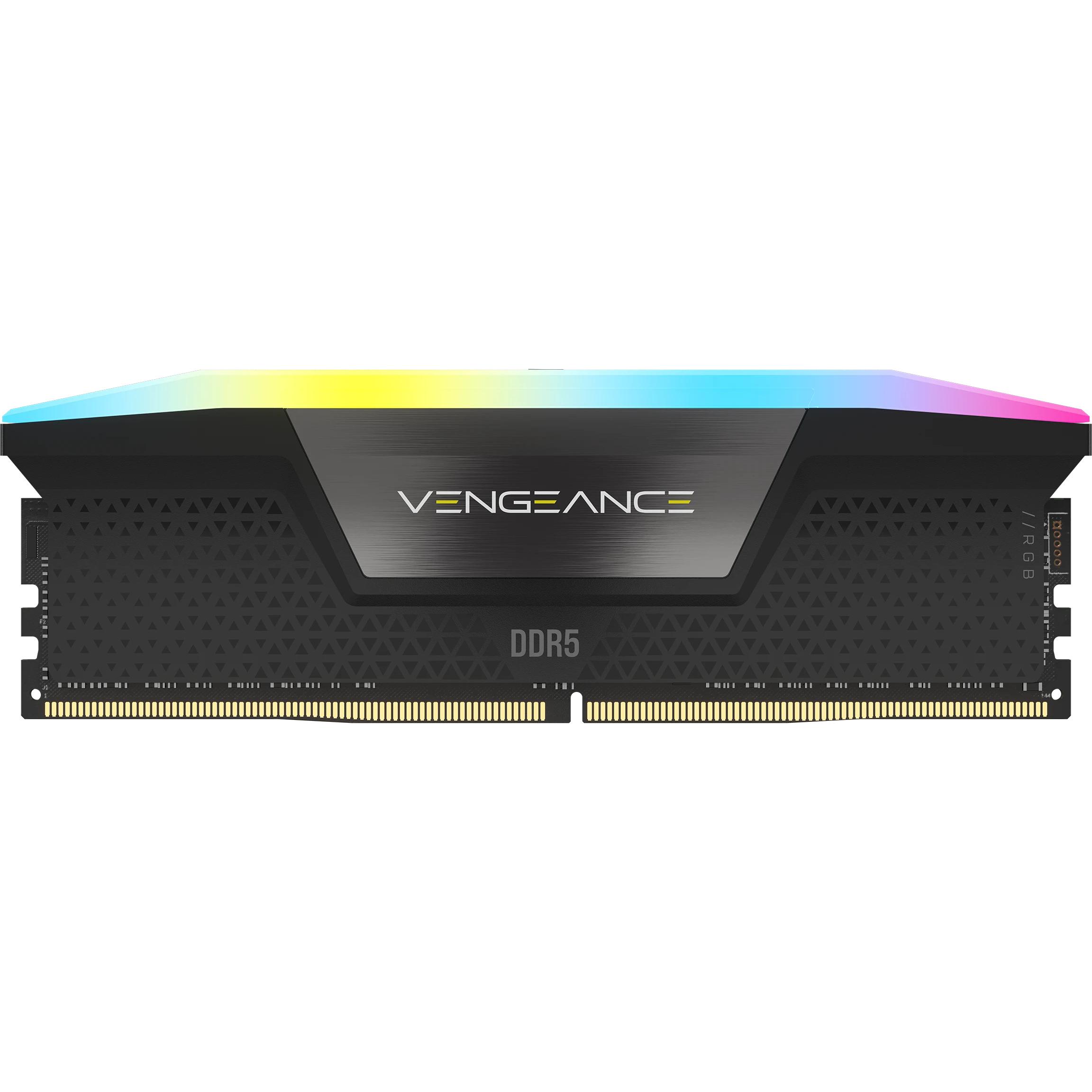 Corsair DDR5, 5200MT/s 16GB 1x16GB DIMM, Unbuffered, 40-40-40-77, XMP 3.0, VENGEANCE RGB DDR5 Black Heatspre (1 x 16GB, ...