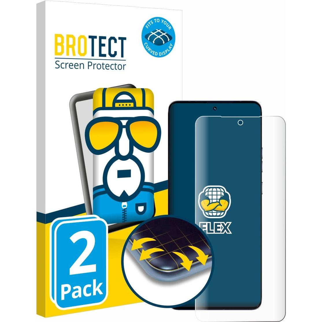 BROTECT Full-Screen Displayschutz (2 Stück, Motorola Edge 50 Pro), Smartphone Schutzfolie, Transparent