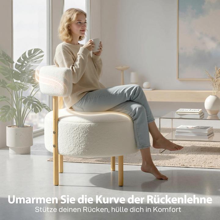 Immagine prodotto Homcom Einzelsessel Polyester, Eukalyptusholz Cremeweiss