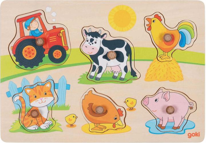 Goki Steckpuzzle Auf dem Bauernhof, 6-teilig (6 Teile)