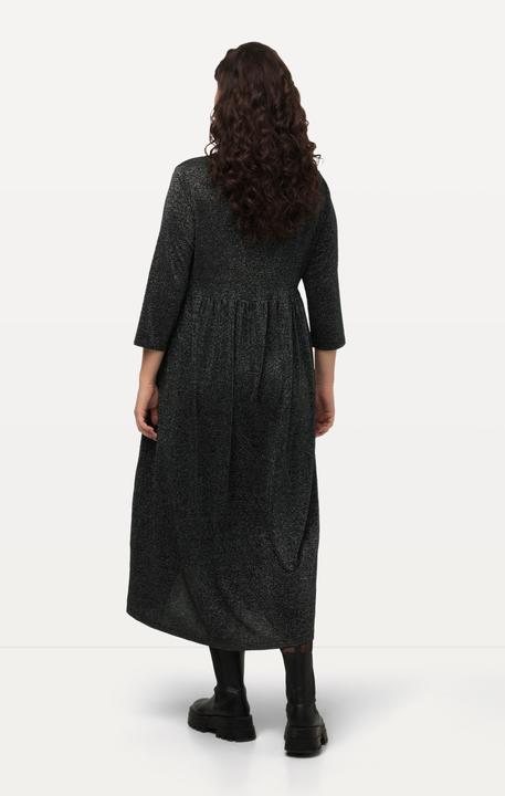 Image du produit Ulla Popken Robe midi en jersey à col rond et manches courtes, effet métallisé (50, 52)